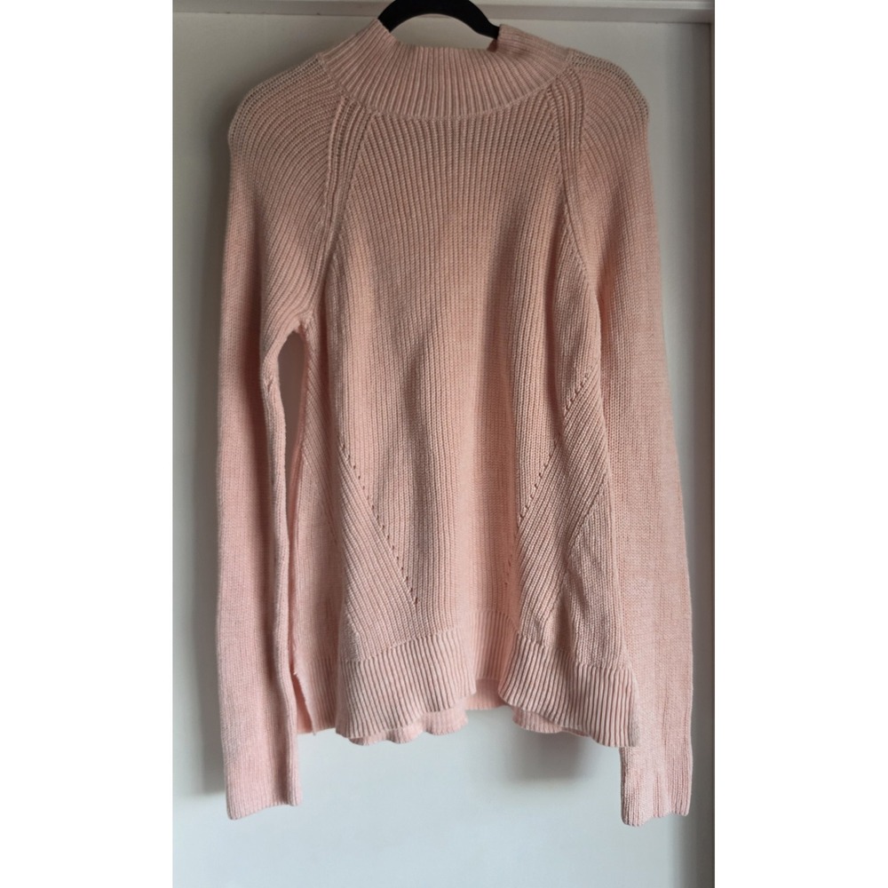 Gap Women's M Pink Cotton Collared Sweater Long Sleeve Pullover Knit Top